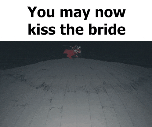 a poster that says " you may now kiss the bride " in black letters