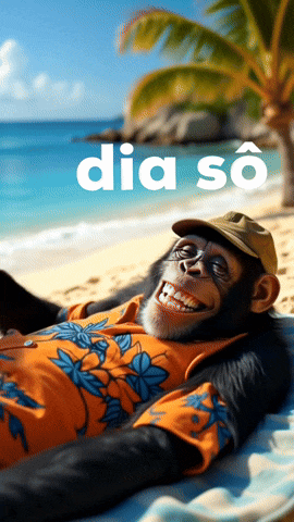a chimpanzee is laying on a beach with the word dia so written above him