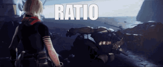 a video game scene with the word ratio on it