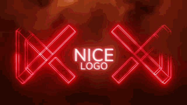 a neon sign that says nice logo with a green background