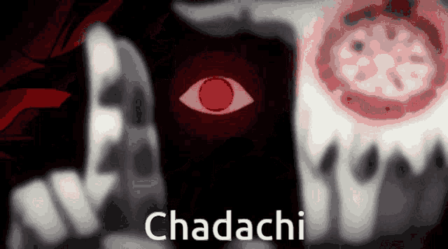 a poster with a red eye and the words chadachi