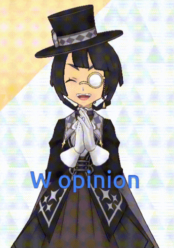 a cartoon character wearing a top hat and gloves with the words w opinion below it