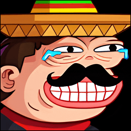 a cartoon drawing of a man with a sombrero and mustache crying