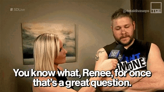 a woman is interviewing a wrestler with the words " you know what renee "