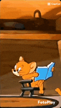 a cartoon of jerry reading a book with the caption fotoplay