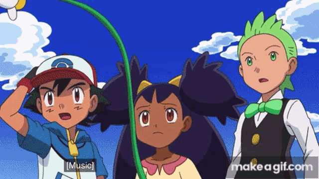 a group of cartoon characters are standing next to each other with the word music written in the corner