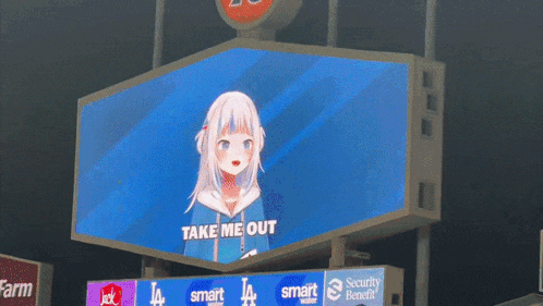 a billboard that says take me out with a girl on it