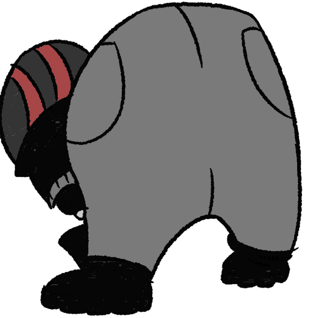 a cartoon drawing of a person with a red stripe on the back of their helmet