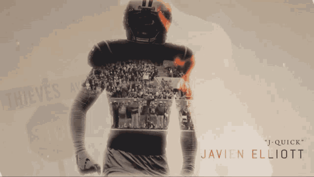 a poster of a football player with the name javier elliott on the bottom