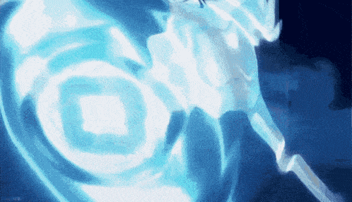 a painting of a person in a blue light