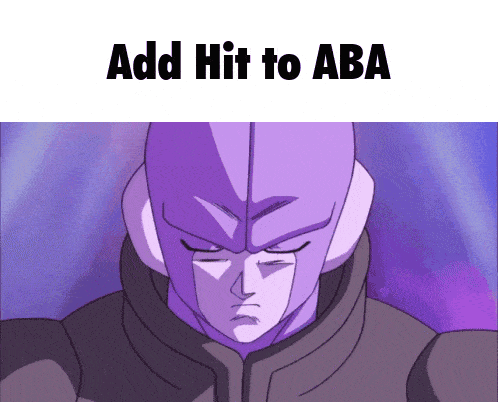 a picture of a purple robot with the words add hit to aba above it