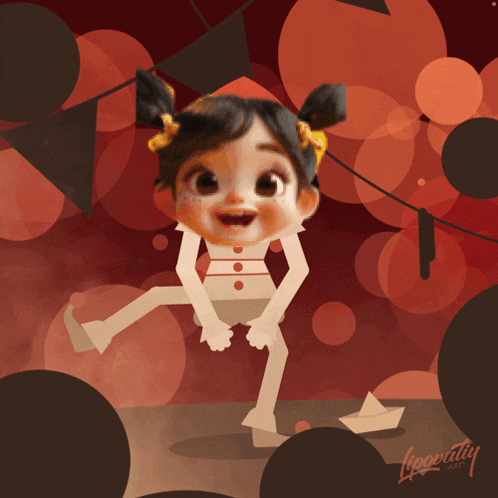 a cartoon drawing of a little girl with the name lippetty on the bottom right corner