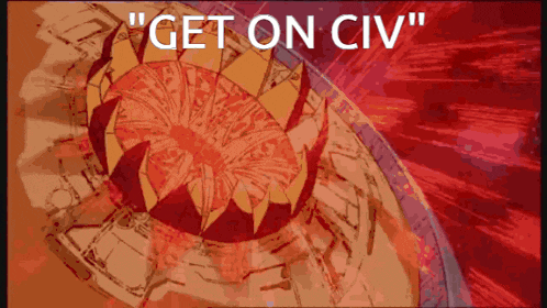 a drawing of a circle with the words " get on civ " in white letters