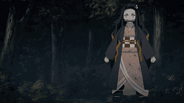 a girl in a kimono is standing next to a man with a sword in his hand