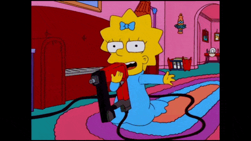 a cartoon of maggie simpson holding a telephone