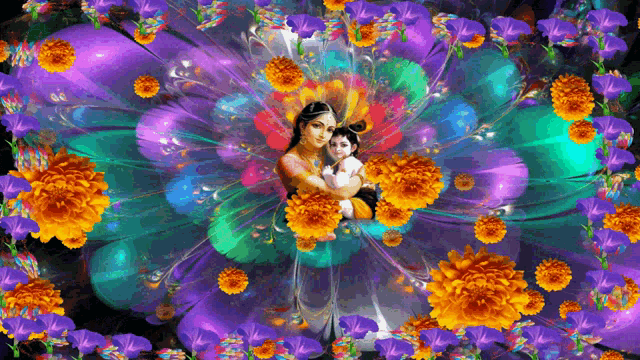 Jai Sh Krishna Flower GIF - Jai Sh Krishna Flower Petals GIFs