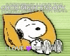 snoopy is laying on a pillow with his head on a pillow and says `` good night snoopy '' .