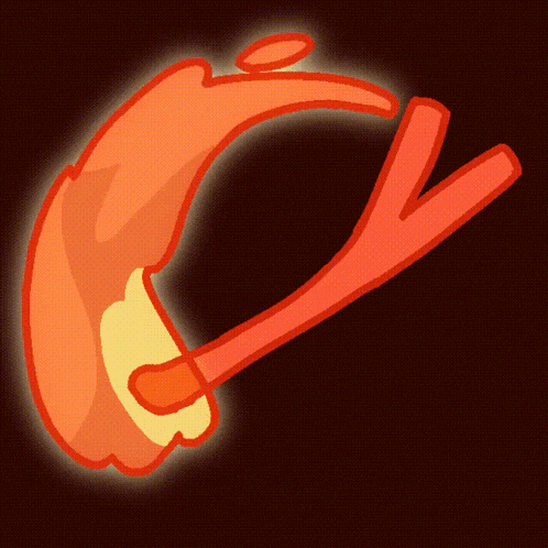 a cartoon drawing of a flaming object with a yellow outline