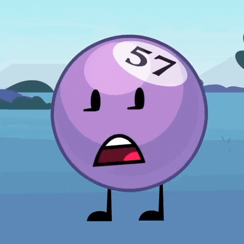 a smiling purple ball with the number 5 on it