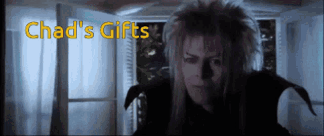 a poster for chad 's gifts with a labyrinth character on it