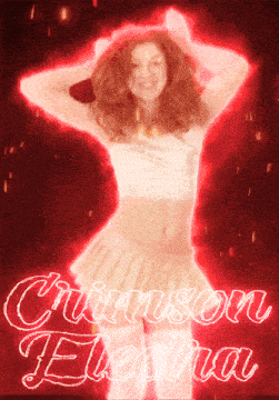 a poster of a woman with the words crimson electra written on it