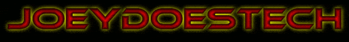 joeydoestech is written in red on a black background