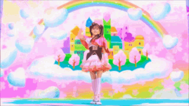 a pixelated image of a girl with pigtails and a pink dress