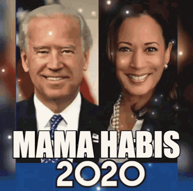 a man and a woman are smiling for a picture with the words mama habis 2020 .