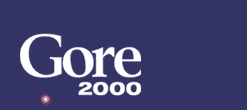 a blue background with gore 2000 written in white letters