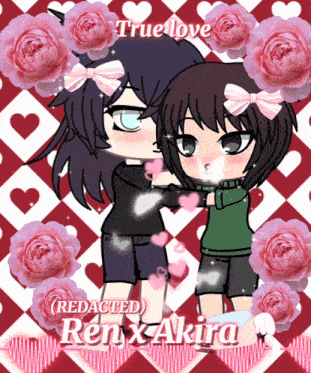 a picture of two anime characters with the words " true love " on the top