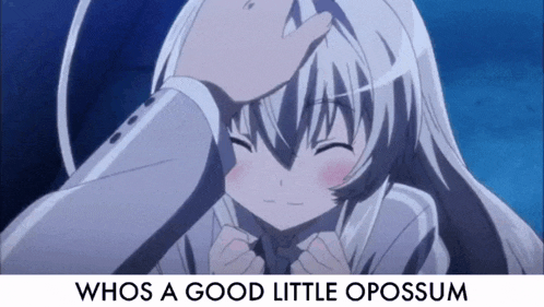 a picture of a girl with the words whos a good little opossum below it