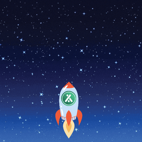 a rocket with a green x in the middle of it
