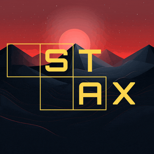 a logo for a company called st tax with a sunset in the background