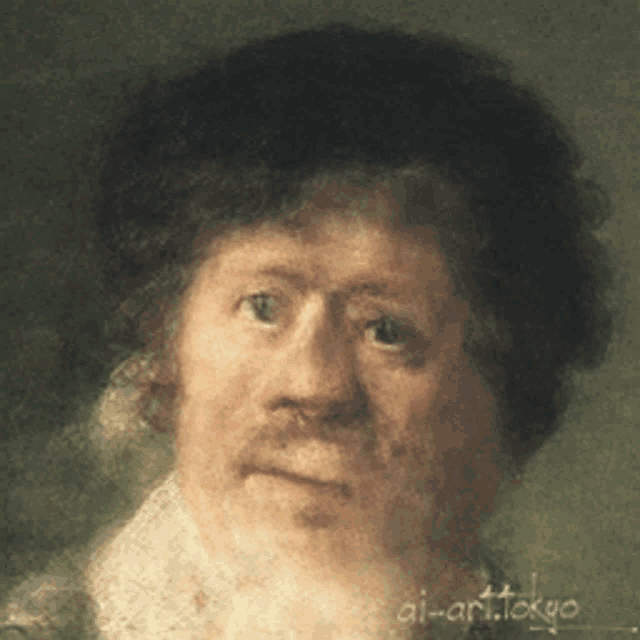 a close up of a man 's face with ai-art.tokyo written on it
