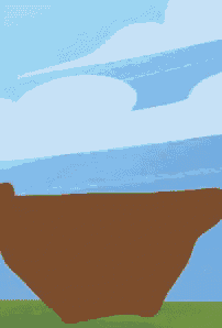 a cartoon drawing of a cliff overlooking the ocean