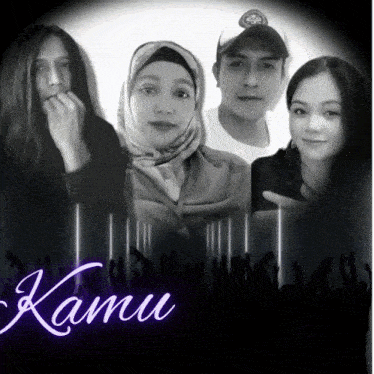 a group of people standing next to each other with the word kamu on the bottom left