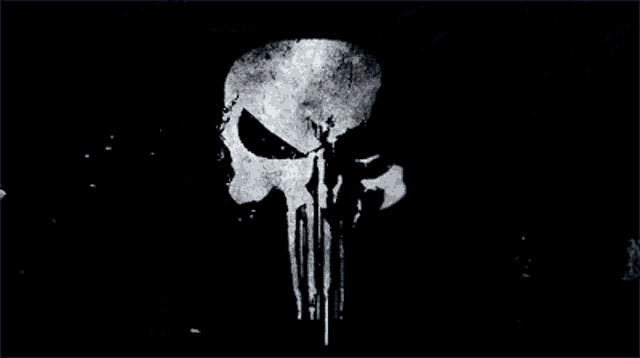 a black and white image of the punisher skull