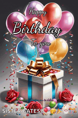 a birthday card with balloons and roses and the words happy birthday to you