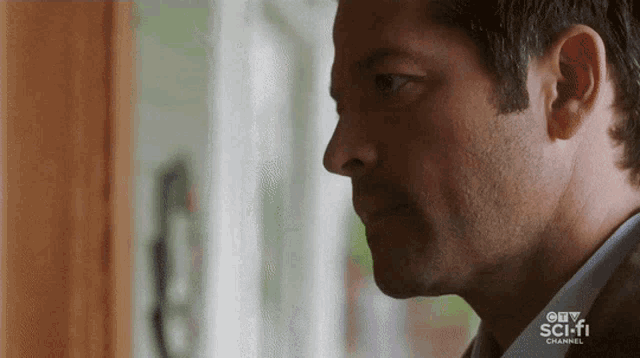 a close up of a man 's face with the words ctv sci-fi channel on the bottom right