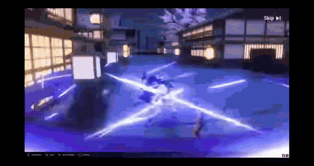 a video game is being played on a computer screen with a purple background .
