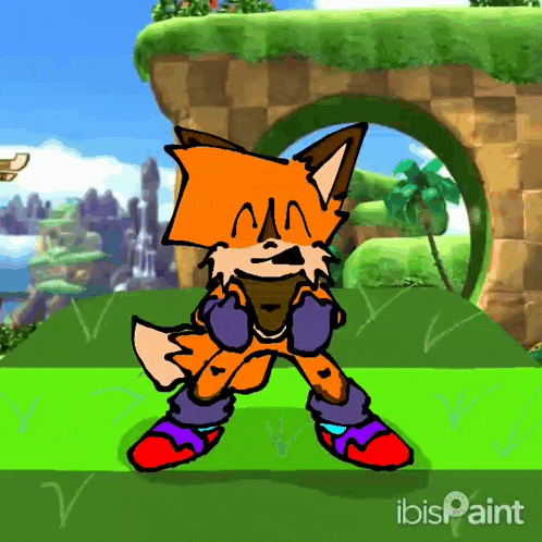 a cartoon of a fox in a video game with the word ibis paint on the bottom