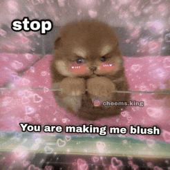 a picture of a puppy with the words stop you are making me blush on it