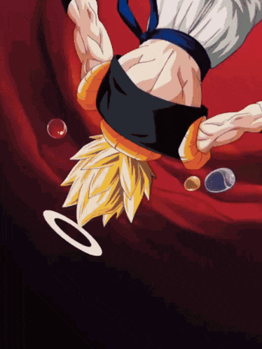 a cartoon character is upside down and has a white circle around his head