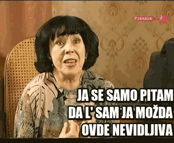 a woman sitting in a chair with a caption that says ja se samo pitam