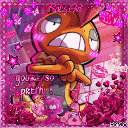 a picture of a cartoon character with the words " baby girl " on it