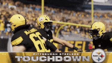 a poster for the pittsburgh steelers touchdown showing players on the field