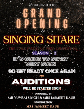 a poster for the grand opening of singing sitare season 2