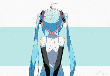 a pixel art of a girl with blue hair and a tie