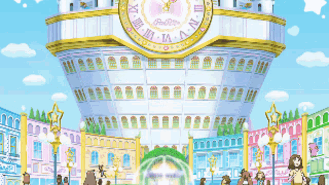 a cartoon drawing of a tower with a clock that says princess on it