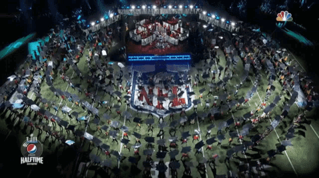 the super bowl halftime show is being broadcast by nbc